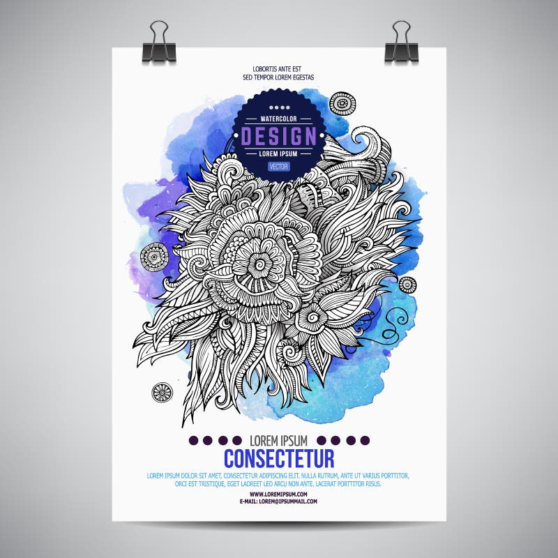 Vector Watercolor Paint Floral Poster Stock Vector Illustration of design, flourish 44596258