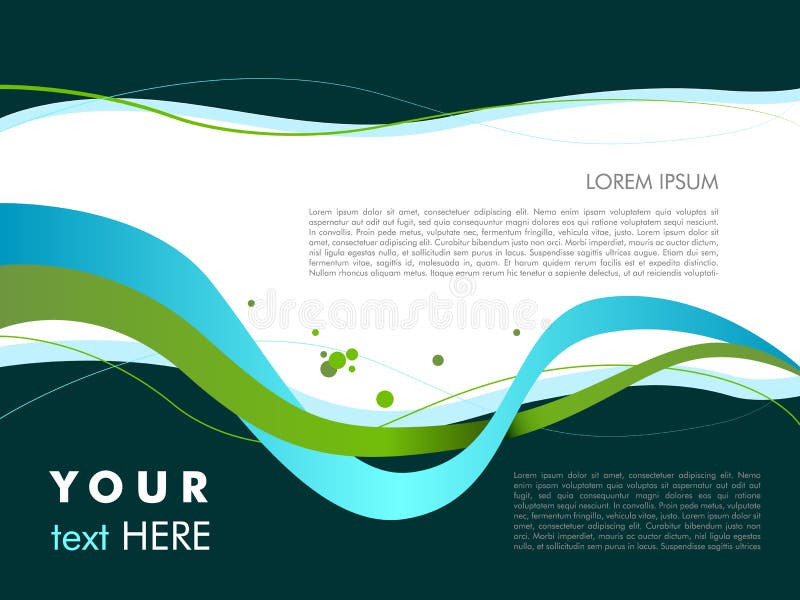 Vector Wave Abstract Colorful Background with Sample Text in Blu Stock