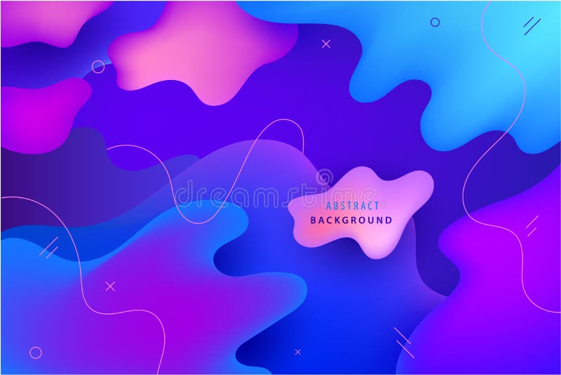 Vector wavy abstract geometric, liquid shapes background. Trendy gradient colorful composition, dynamic royalty free illustration