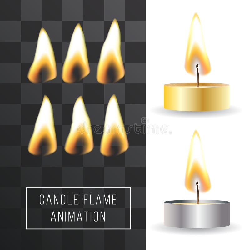 Vector Wax Candle Flame Animation on Transparent Background. Fire Light  Effect Stock Vector - Illustration of cartoon, graphic: 89085607