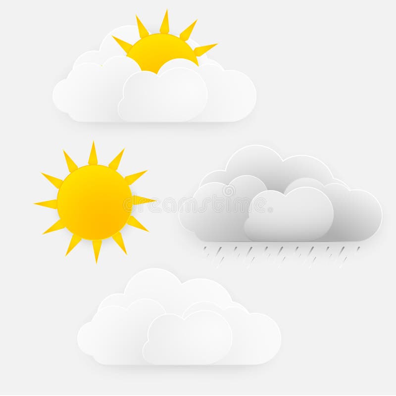 Vector weather season design, sun with clouds and rai. stock illustration Vector weather season design, sun with clouds and rai. stock illustration