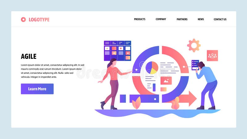 Vector web site design template. Agile project management and Scrum task board. Agile software development and Kanban royalty free illustration