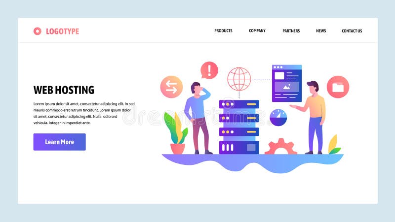 Vector web site design template. Web hosting and datacenter. Landing page concepts for website and mobile development royalty free illustration Vector web site design template. Web hosting and datacenter. Landing page concepts for website and mobile development royalty free illustration