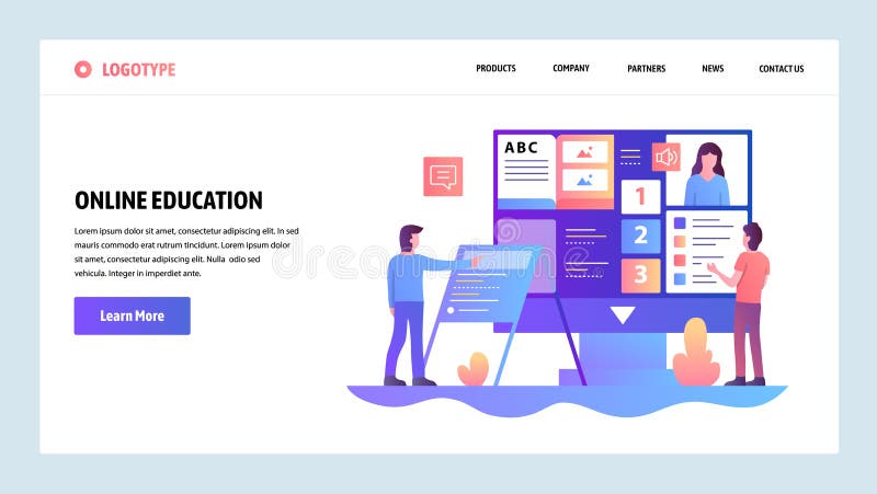 Vector web site design template. Online education and e-learning course. Landing page concepts for website and mobile royalty free illustration