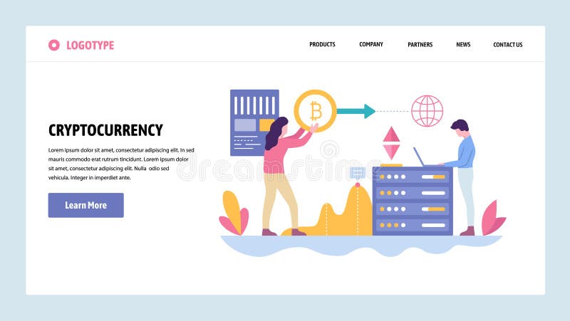 Vector web site gradient design template. Blockchain technology and cryptocurrency. Online digital money, bitcoin royalty free illustration