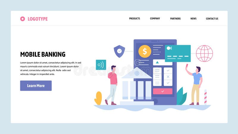 Vector web site gradient design template. Online digital bank and internet payments. Secure money transfer from mobile vector illustration