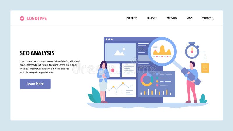 Vector web site gradient design template. SEO analytics and optimization. Online marketing and keyword suggestions royalty free illustration