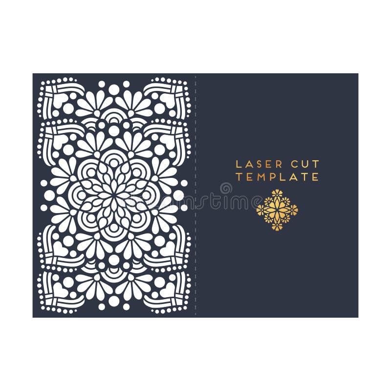 Vector Wedding Card Laser Cut Template. Vintage Decorative Elements