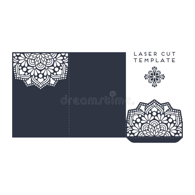 Vector Wedding Card Laser Cut Template. Vintage Decorative Elements
