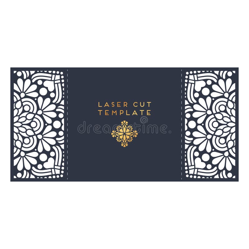 Vector Wedding Card Laser Cut Template. Vintage Decorative Elements
