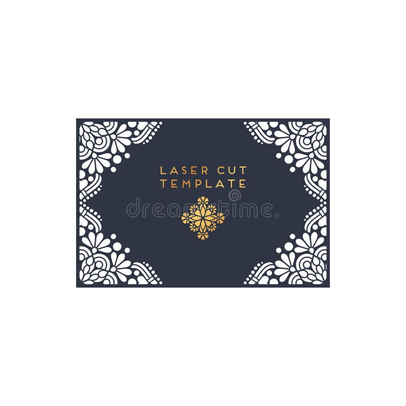 Vector Wedding Card Laser Cut Template. Vintage Decorative Elements