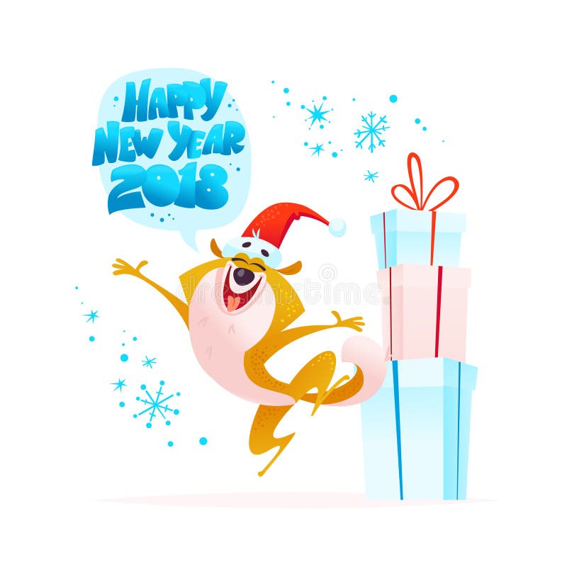 Vector Weihnachtsillustration des netten Hundecharakters beim Sankt-Hutspringen lokalisiert auf weißem Hintergrund stock abbildung Vector Weihnachtsillustration des netten Hundecharakters beim Sankt-Hutspringen lokalisiert auf weißem Hintergrund stock abbildung