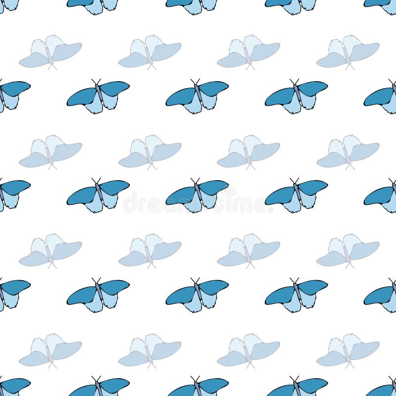 Vector White Background Butterfly Seamless Pattern. Butterflies