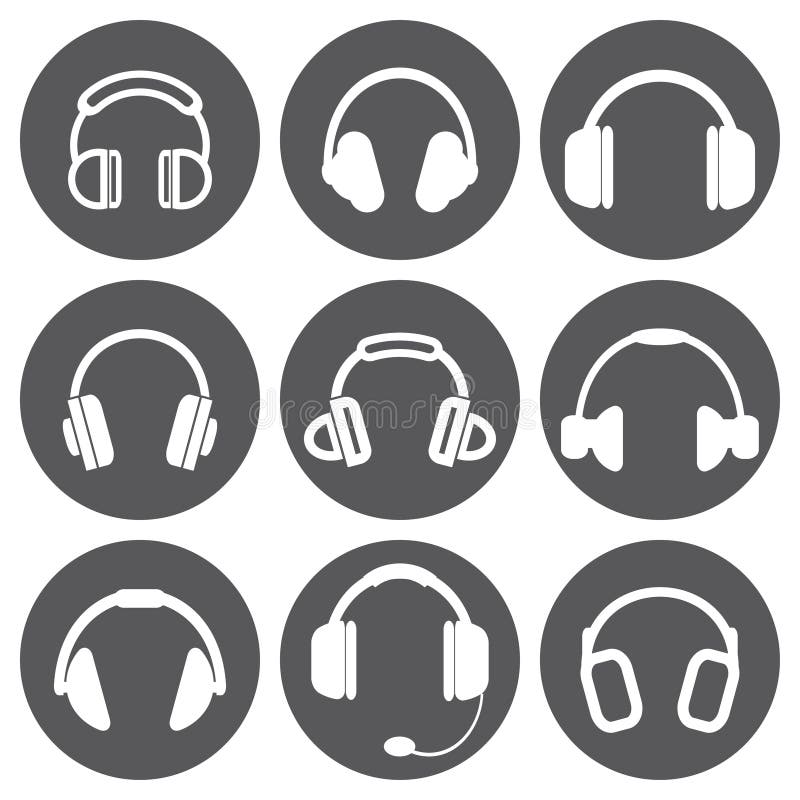 Vector White Headphone Icons Set Stock Vector Illustration of icons