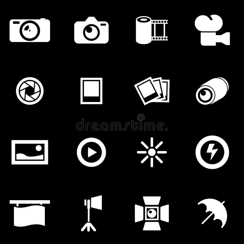 Vector White Photo Icon Set Stock Vector - Illustration of icons