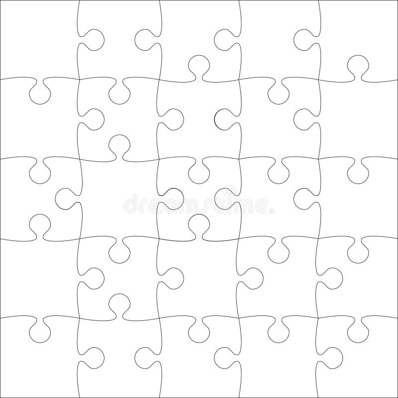 Vector White Puzzles Pieces - JigSaw - 25.