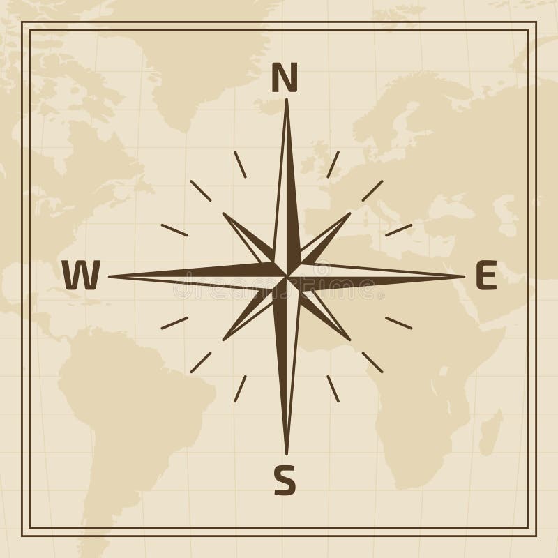 Vector Wind rose on a world map background for web and Print use