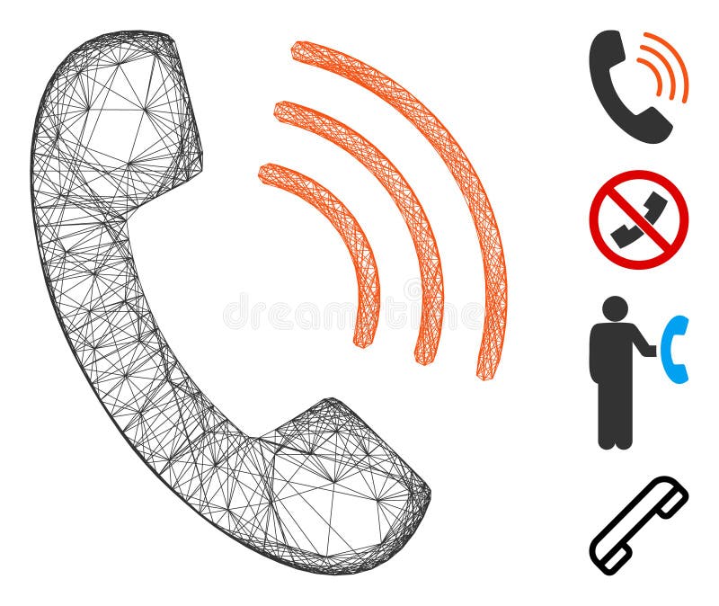 Linear Phone Call Vector Mesh stock illustration