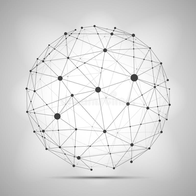 Vector wireframe connecting earth sphere. Globe connection concept. stock illustration Vector wireframe connecting earth sphere. Globe connection concept. stock illustration
