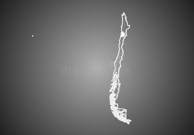 Vector wireframe mesh polygonal of chile map. Abstract global connection structure. Map connected with lines and dots. Geometric vector illustration