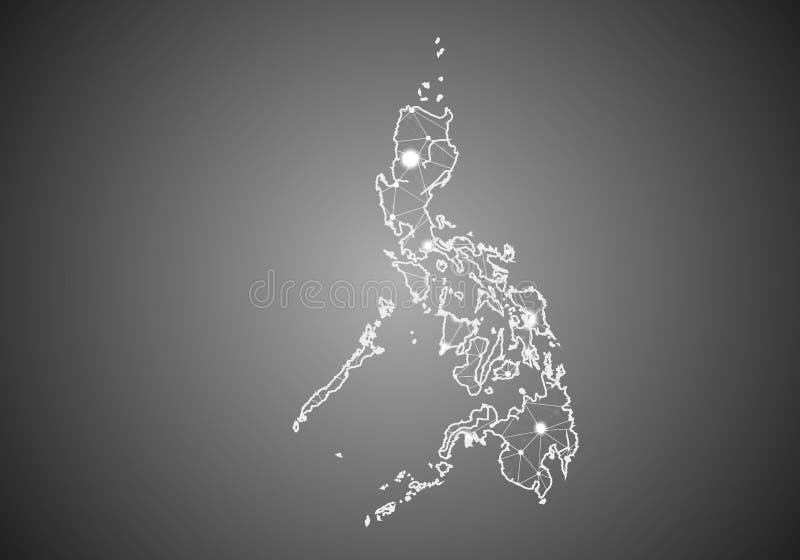 Vector wireframe mesh polygonal of philippines map. Abstract global connection structure. Map connected with lines and dots. vector illustration