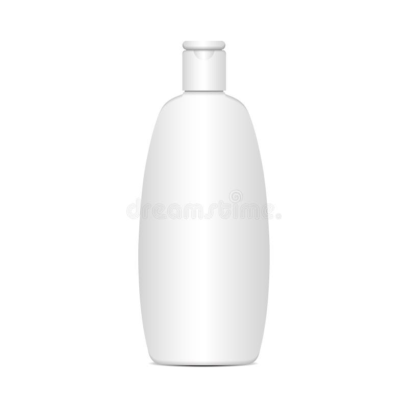 Vector witte plastic fles voor shampoo, lotion, douchegel, lichaamsmelk, badschuim Realistisch modelmalplaatje vector illustratie Vector witte plastic fles voor shampoo, lotion, douchegel, lichaamsmelk, badschuim Realistisch modelmalplaatje vector illustratie