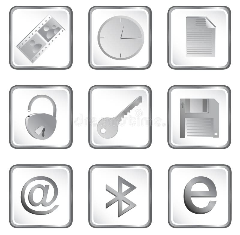 Vector of the white square web buttons set 3. Vector of the white square web buttons set 3
