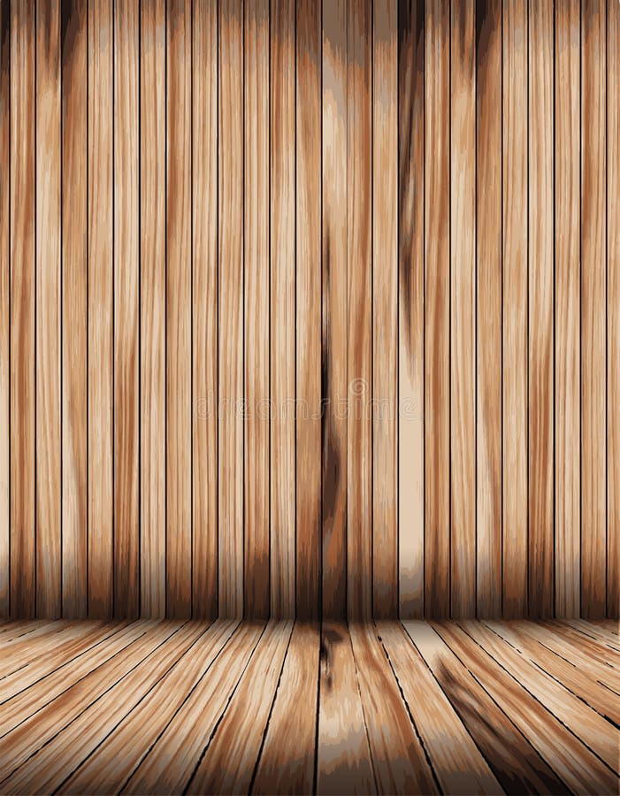 Vector wood room with wooden planks floor vector illustration