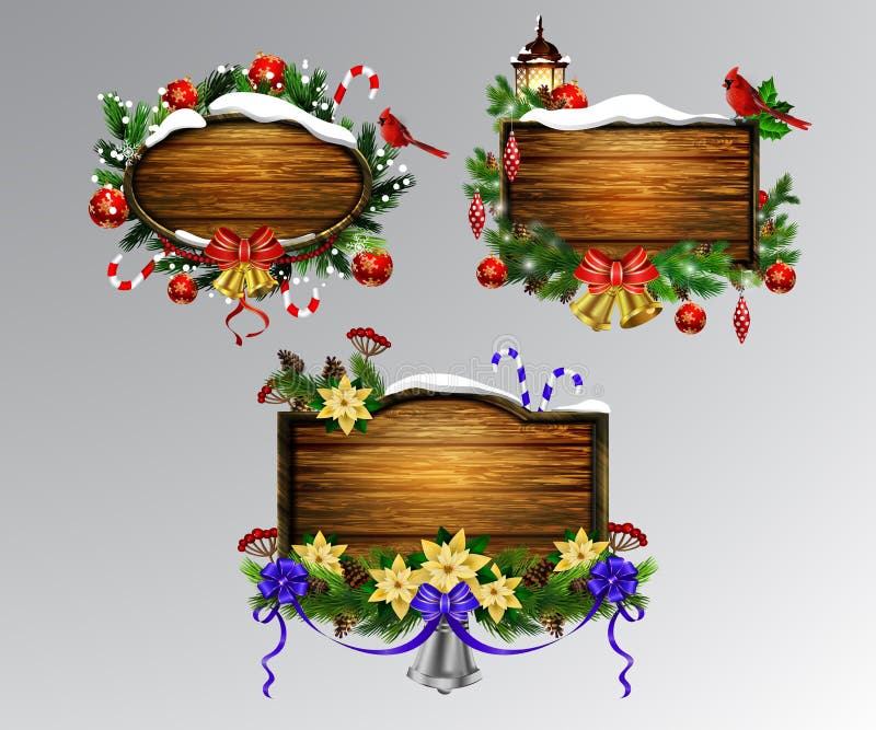 Vector Wooden Christmas Board Stock Vector Illustration of design