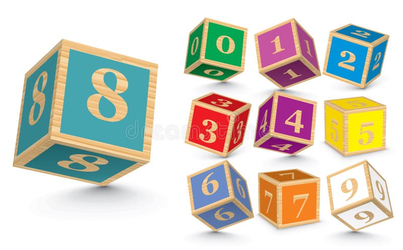 Wooden number blocks - illustration. Wooden number blocks - illustration