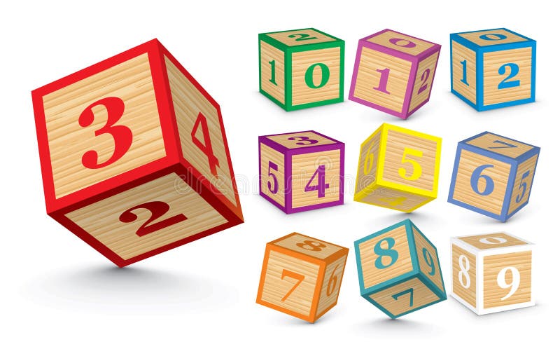 Wooden number blocks - illustration. Wooden number blocks - illustration