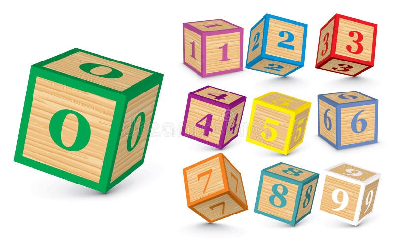 Wooden number blocks - illustration. Wooden number blocks - illustration