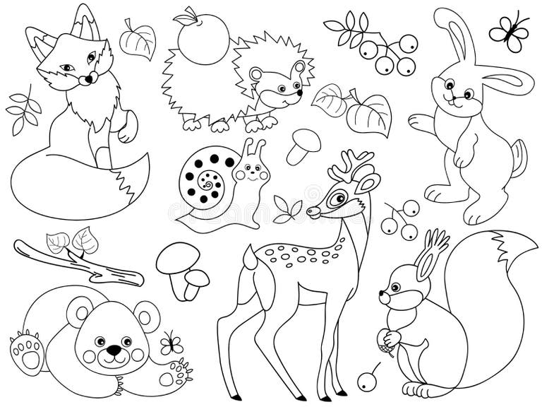 Black White Clip Art Woodland Animals Stock Illustrations – 75 Black