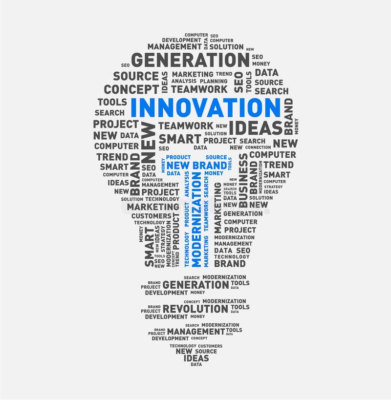 Vector Word Cloud Of Innovation Light Bulb Stock Vector - Illustration