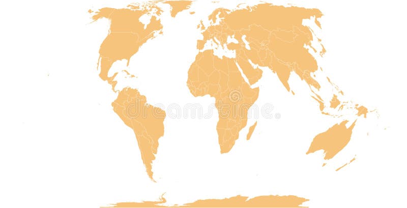 World Map with country boundary in World Eckert II coordinate system royalty free illustration