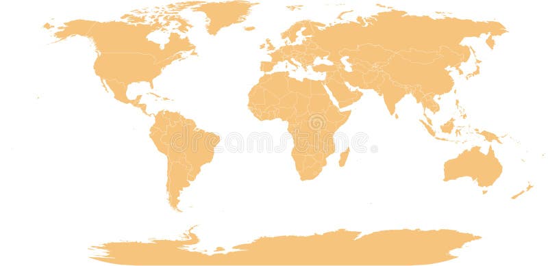 World Map with country boundary in World Eckert III coordinate system vector illustration