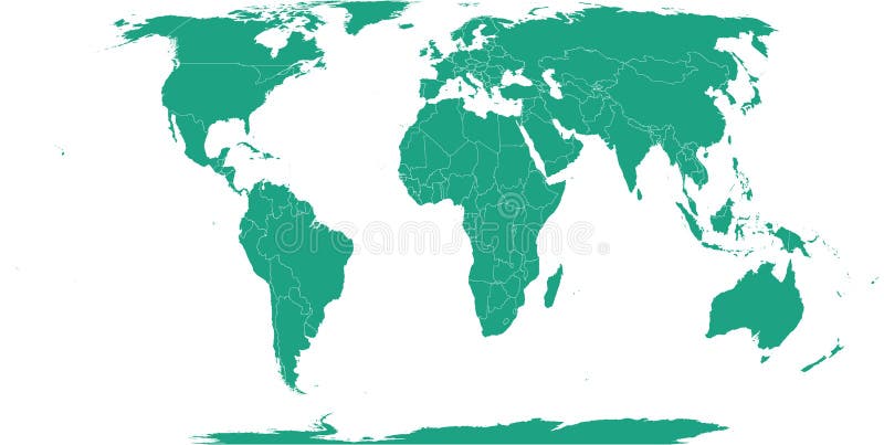 World Map with country boundary in World Eckert IV coordinate system vector illustration