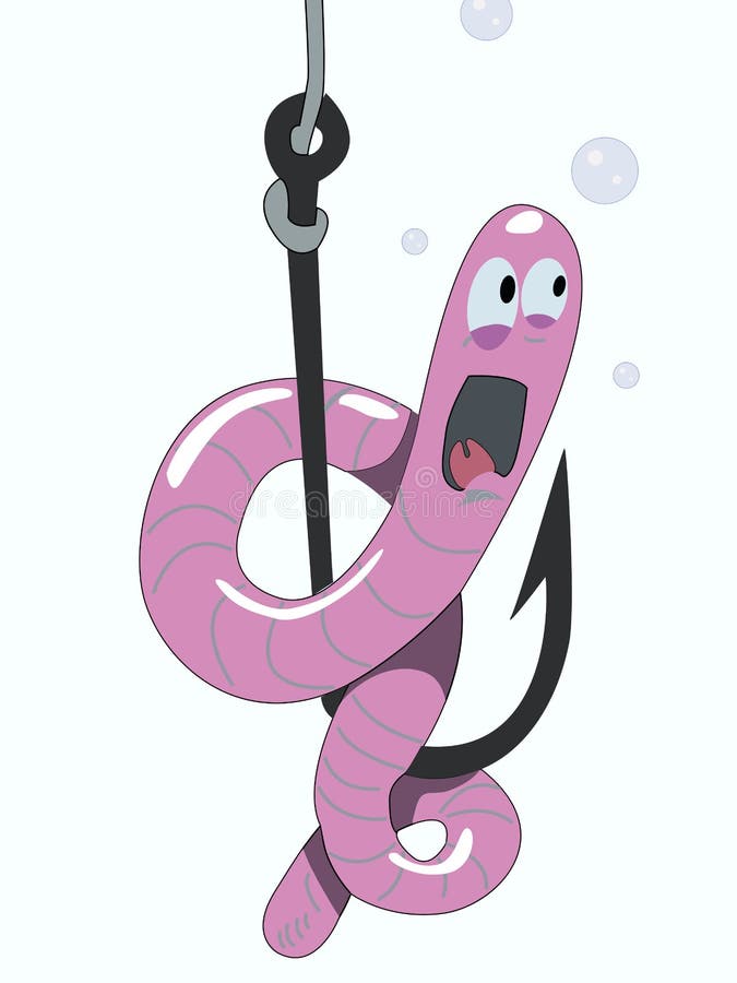 Quirky Drawing Worm On Hook Stock Vector (Royalty Free) 49472785