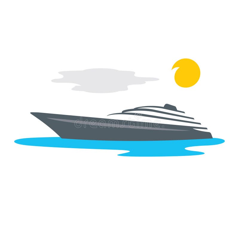 Vector Yacht Cartoon Illustration. Stock Vector - Illustration of