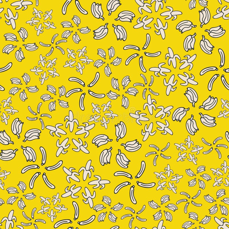 Vector yellow with black and white bananas in floral arrangement seamless pattern background vector illustration Vector yellow with black and white bananas in floral arrangement seamless pattern background vector illustration