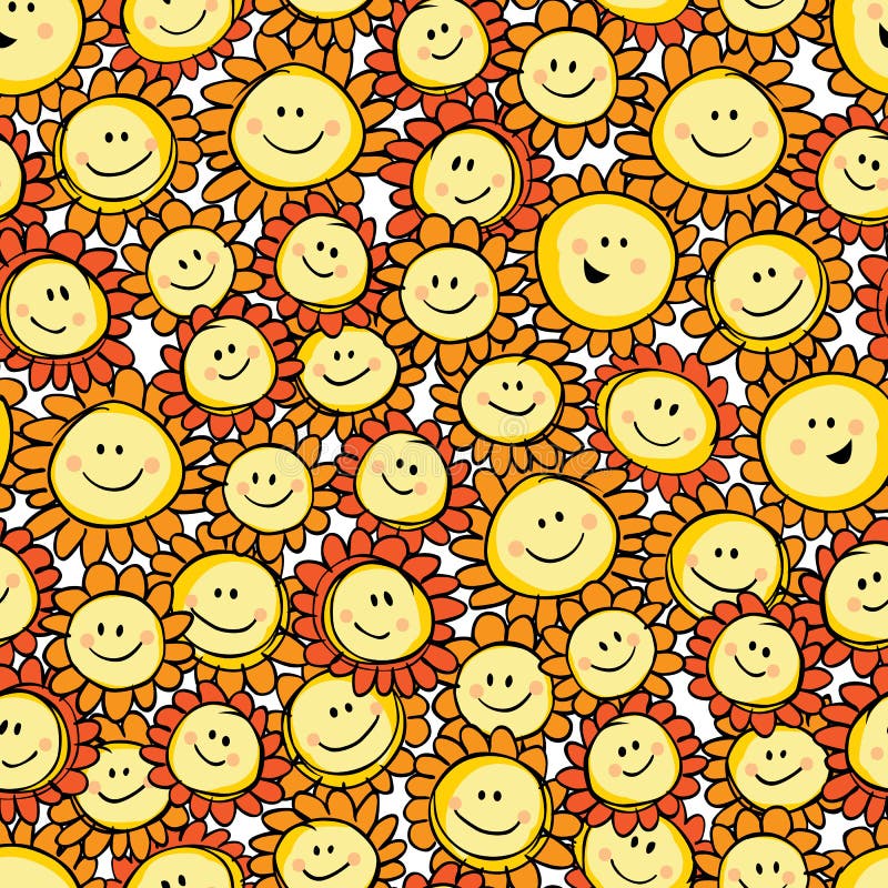 Vector yellow hand drawn sunflower cartoon repeat pattern. Suitable for gift wrap, textile and wallpaper vector illustration Vector yellow hand drawn sunflower cartoon repeat pattern. Suitable for gift wrap, textile and wallpaper vector illustration