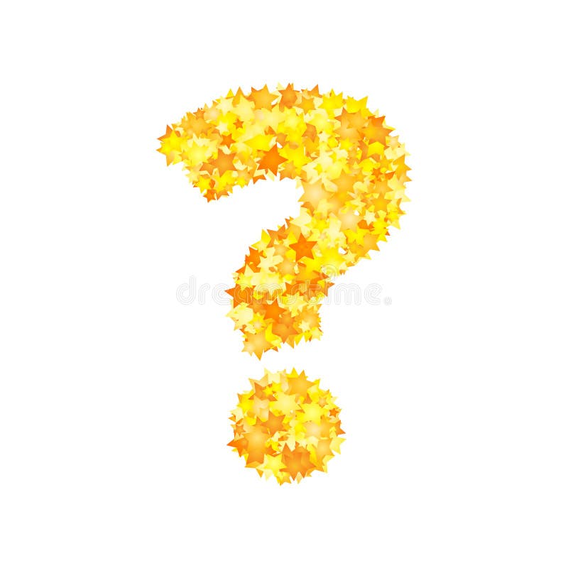 Vector yellow stars font, question mark