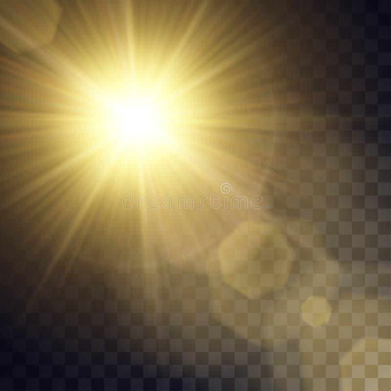 Vector Yellow Sun With Light Effects Stock Vector - Illustration of