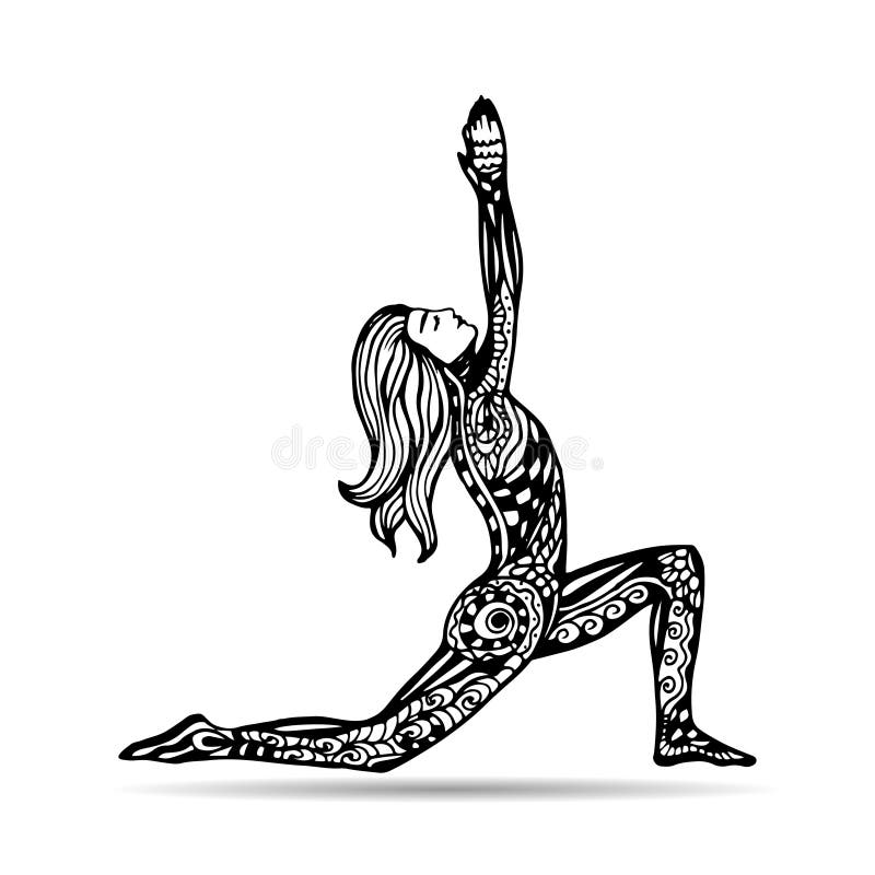 Vector Yoga Illustration in Zentangle Style. Girl in Yoga Pose. Stock ...