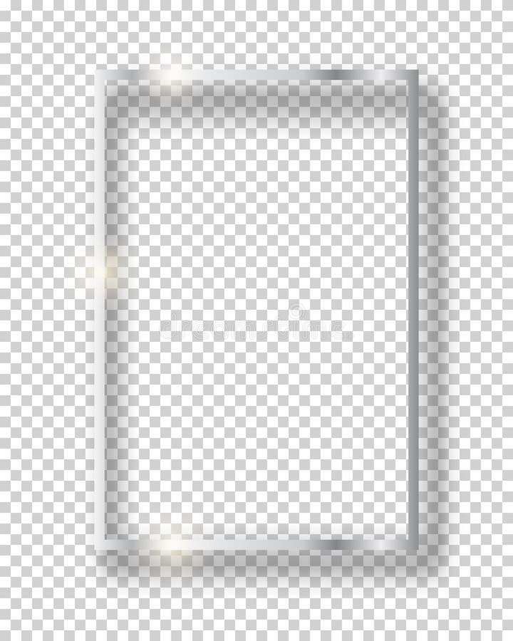 Vector zilveren glanzend uitstekend vierkant die kader op transparante achtergrond wordt geïsoleerd r