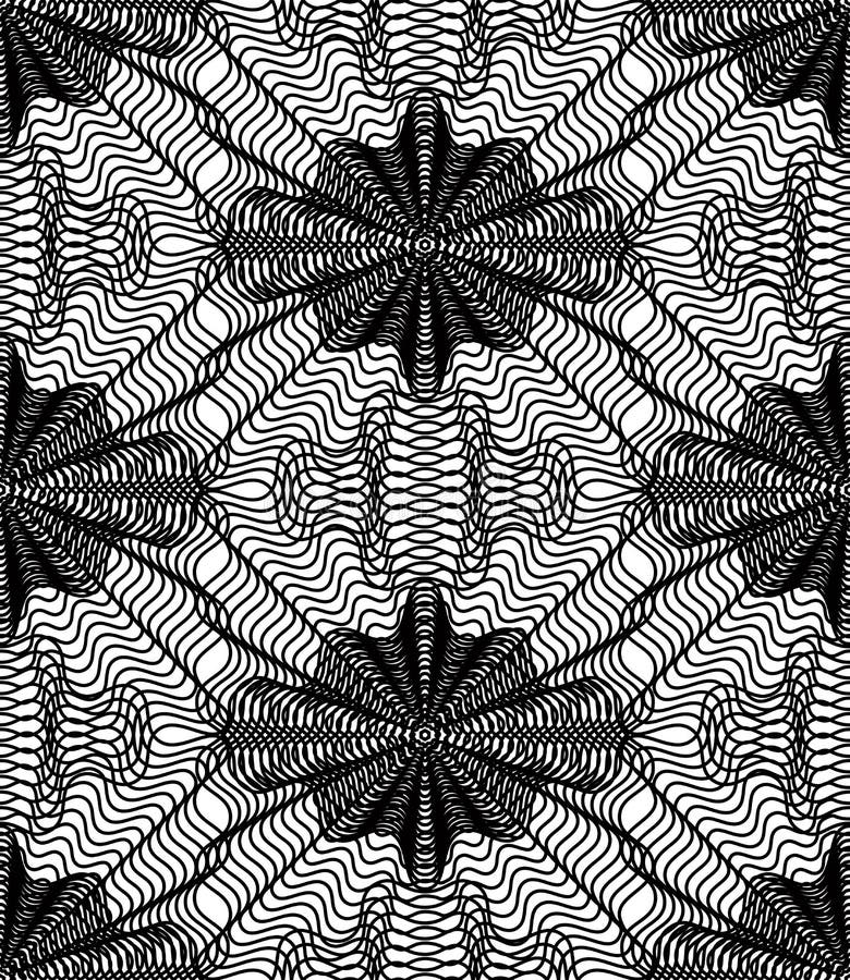 Vector zwart-wit gestreept illusive eindeloos patroon, kunstcontinuou royalty-vrije illustratie Vector zwart-wit gestreept illusive eindeloos patroon, kunstcontinuou royalty-vrije illustratie
