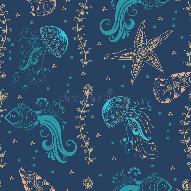 Vector абстрактный элемент картины с морскими тварями в индийском стиле mehndi Иллюстрация вектора абстрактной хны флористическая иллюстрация штока Vector абстрактный элемент картины с морскими тварями в индийском стиле mehndi Иллюстрация вектора абстрактной хны флористическая иллюстрация штока