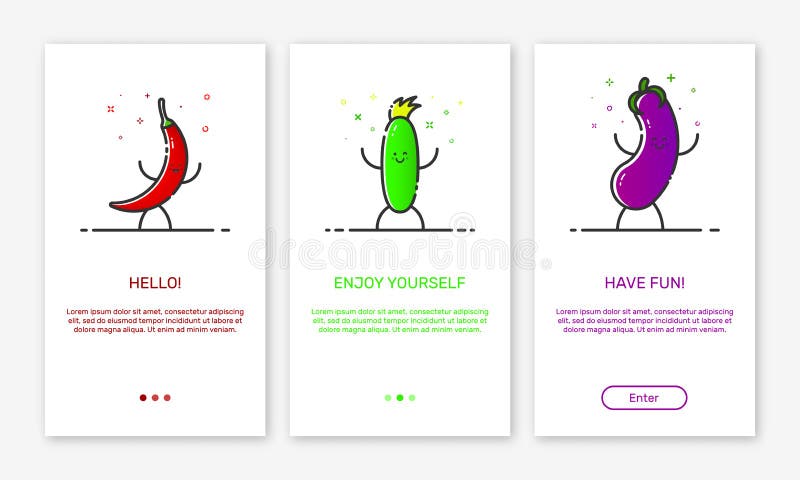 Vector иллюстрация onboarding значки экранов app и овощей сети плана для передвижных apps бесплатная иллюстрация Vector иллюстрация onboarding значки экранов app и овощей сети плана для передвижных apps бесплатная иллюстрация