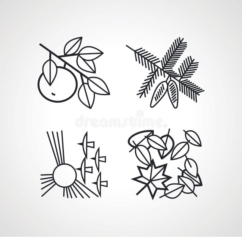 Vector комплект чертежа плана естественный 4 силуэтов бесплатная иллюстрация