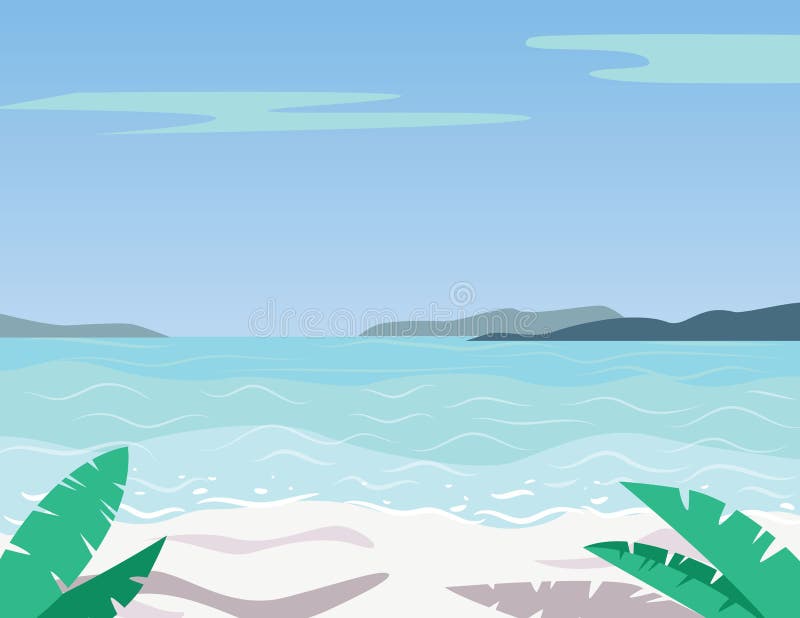 Vector красочная плоская иллюстрация стиля красивого пляжа иллюстрация вектора
